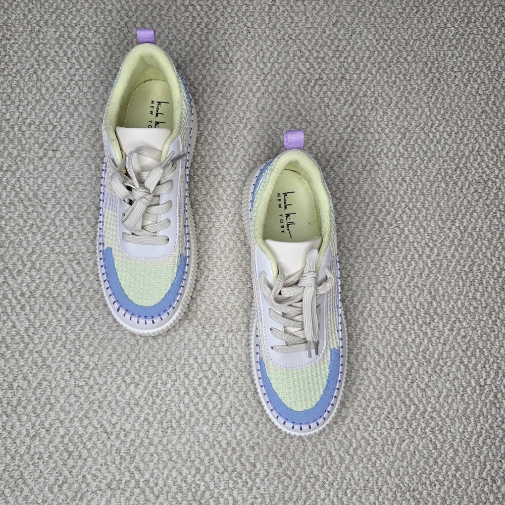 Nicole Miller Brita Pastel Sneakers in Blue, Green, and Purple NWOT Size 10